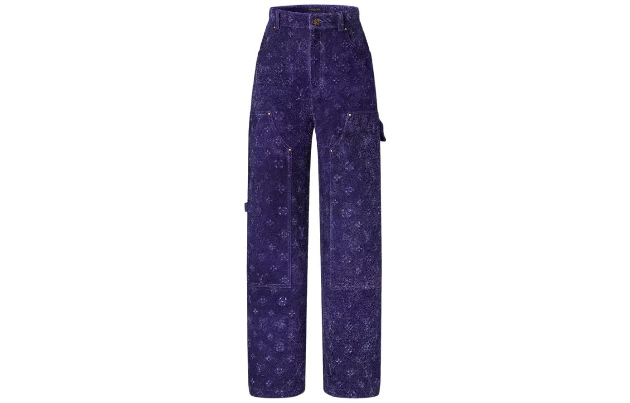 LOUIS VUITTON Monogram Embossed Velvet Cargo Pants Purple . 1AB4R0