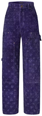 路易威登紫色Monogram壓紋天鵝絨工裝長褲 1AB4R0 Order 路易威登紫色Monogram壓紋天鵝絨工裝長褲 1AB4R0