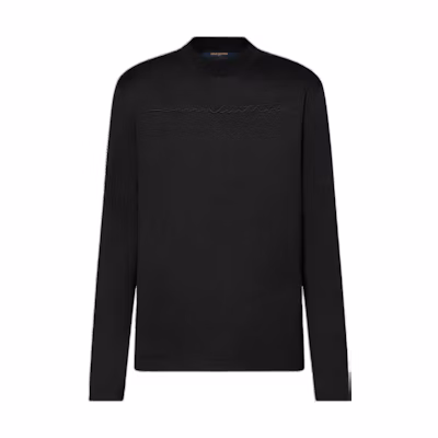 LOUIS VUITTON Monogram Embroidered Black Crewneck Long Sleeve T-Shirt SS23 1AATB6