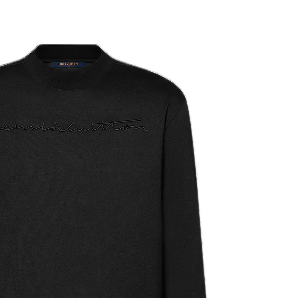 Sizing LOUIS VUITTON Monogram Embroidered Black Crewneck Long Sleeve T-Shirt SS23 1AATB6