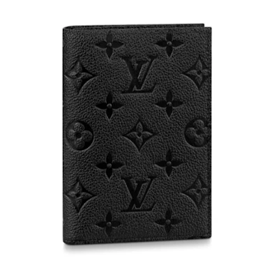 LOUIS VUITTON Monogram Empreinte Black Leather Passport Cover Unisex. M63914
