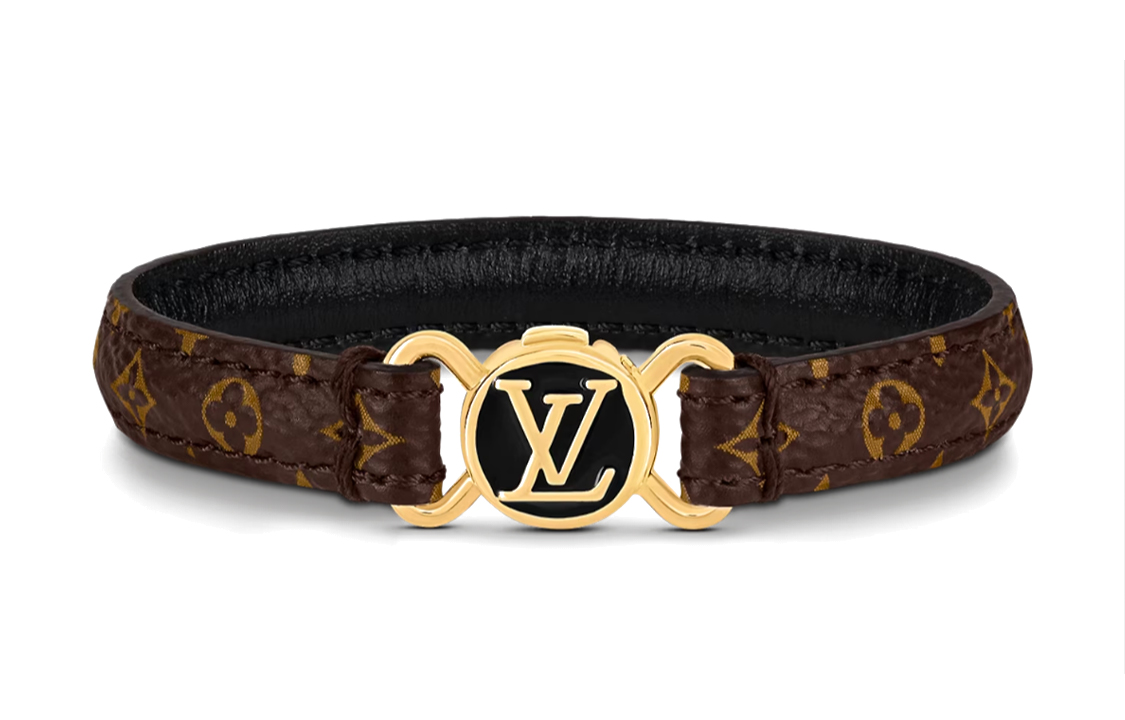 Louis Vuitton Monogram Engraved Bracelet Unisex Couple Style Brown QM8026F