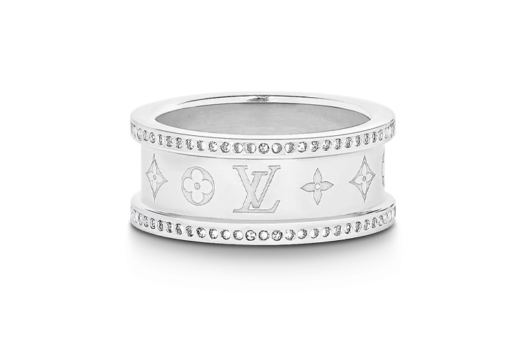 Order LOUIS VUITTON 男士銀色金屬雕刻Monogram戒指 M0903L