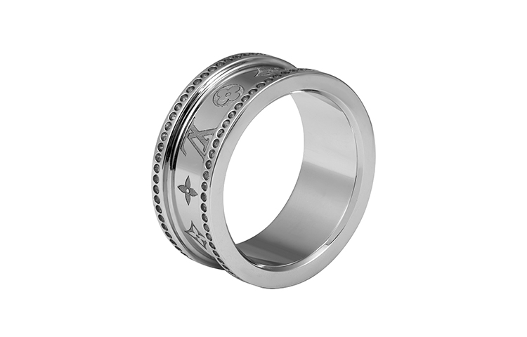 Details for LOUIS VUITTON 男士銀色金屬雕刻Monogram戒指 M0903L