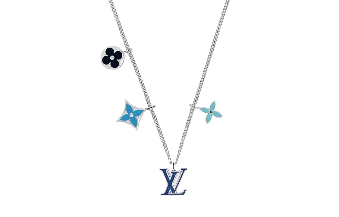 Order LOUIS VUITTON Monogram Floral Brass Necklace Silver for Men. M00917