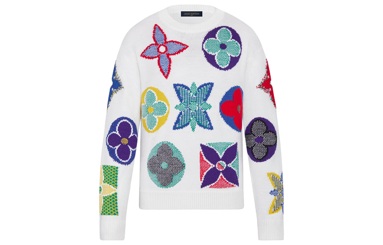 Order Jersey de Lana Blanca Louis Vuitton Monograma Floral Crewneck. 1A7XBB