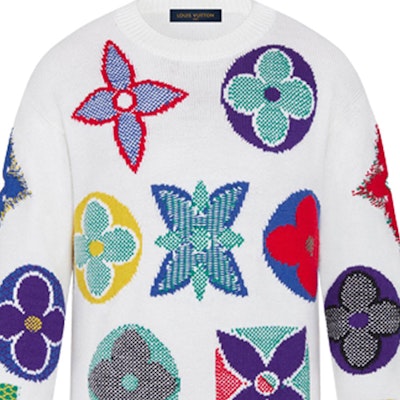 Jersey de Lana Blanca Louis Vuitton Monograma Floral Crewneck. 1A7XBB Details for Jersey de Lana Blanca Louis Vuitton Monograma Floral Crewneck. 1A7XBB