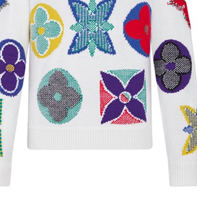 Jersey de Lana Blanca Louis Vuitton Monograma Floral Crewneck. 1A7XBB Sizing Jersey de Lana Blanca Louis Vuitton Monograma Floral Crewneck. 1A7XBB