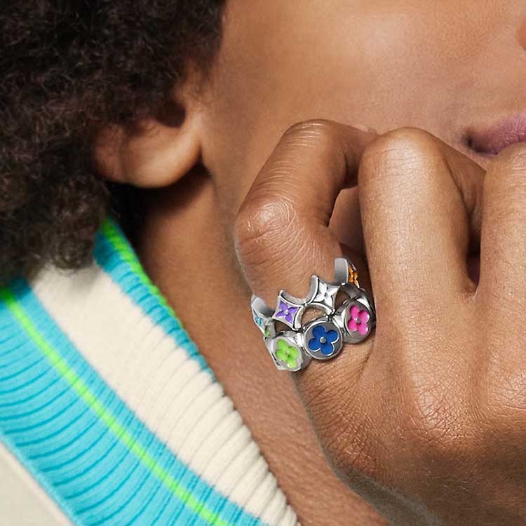 Purchase 루이비통 모노그램 플로럴 심플 스타일리시 남성용 메탈 반지. M0959M