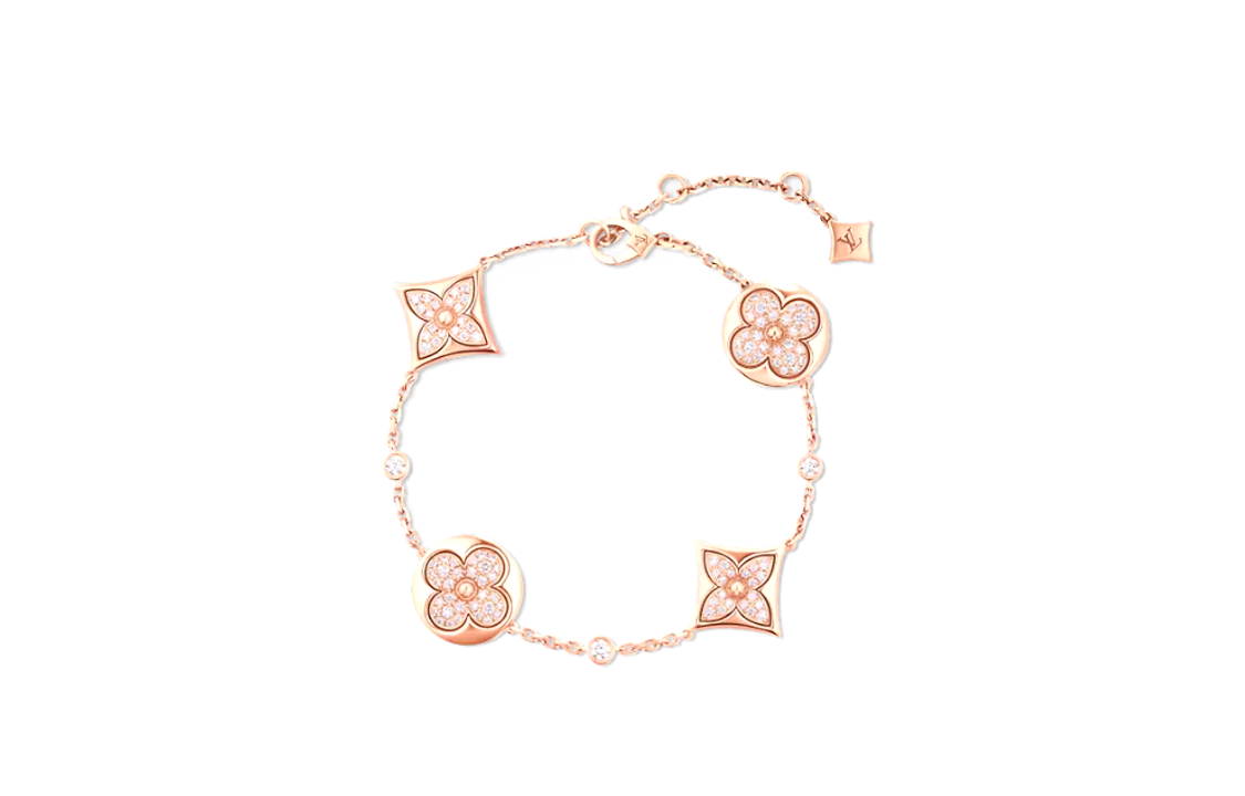 LOUIS VUITTON Monogram Flower 18K Gold Pink Diamond Bracelet Unisex Couple Q95650 圖 2