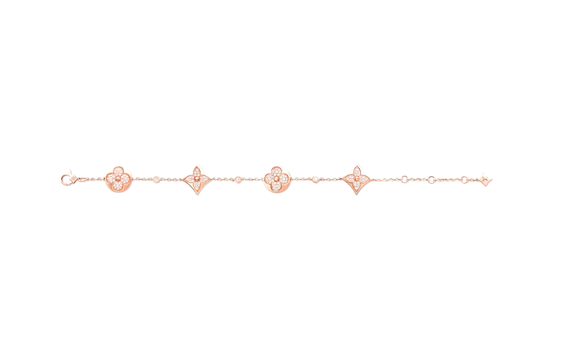 LOUIS VUITTON Monogram Flower 18K Gold Pink Diamond Bracelet Unisex Couple Q95650 圖 3