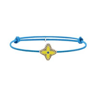 LOUIS VUITTON Monogram Flower Stesia Inlaid Metal Bracelet Blue. M02411