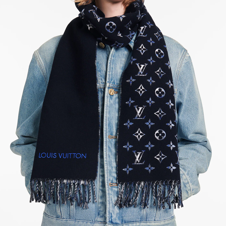 LOUIS VUITTON Monogram Gradient Cashmere Scarf with Fringe Trim M71348 圖 6
