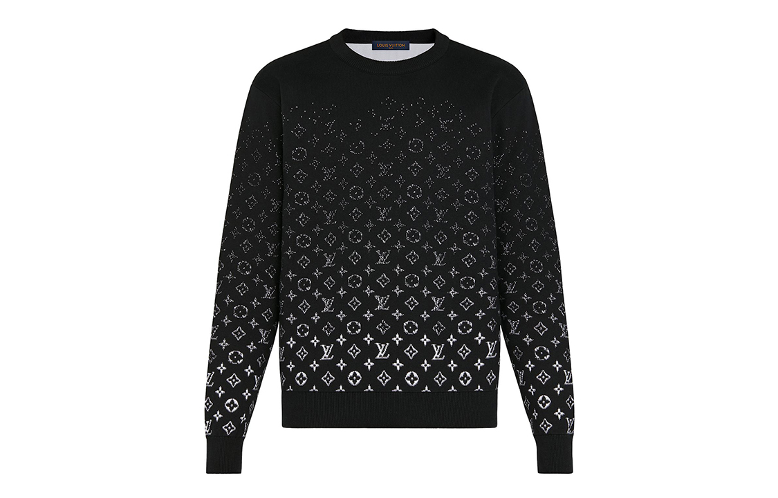 Louis Vuitton Monogram Gradient Crewneck Long-Sleeve Sweater Black/White 1A8A1R
