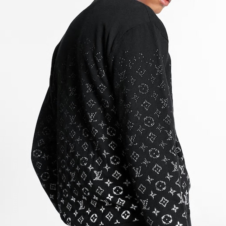 Shop Suéter Louis Vuitton Monograma Degradado Manga Larga Negro/Blanco 1A8A1R