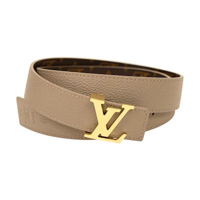 LOUIS VUITTON Monogram Initiales Leather Belt Brown Unisex 3cm Width. M0696V