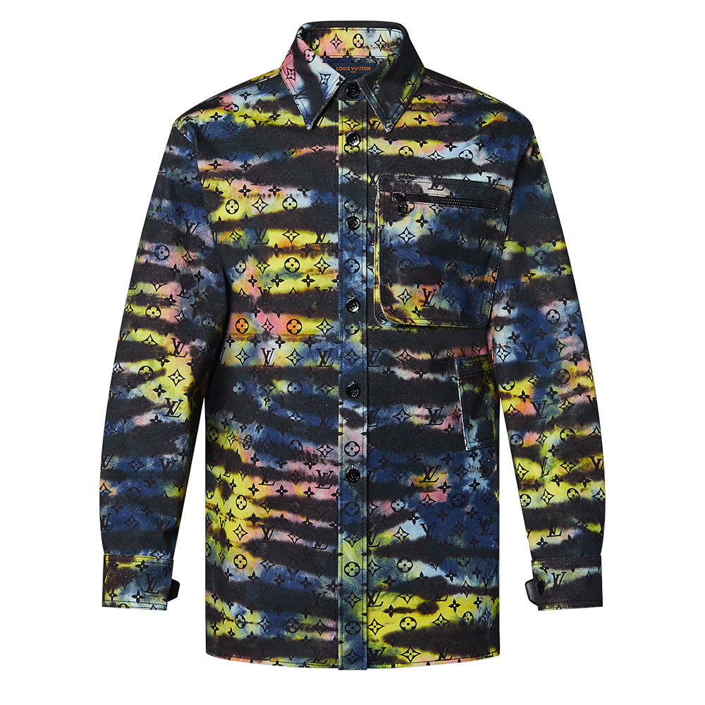 Louis Vuitton Monogram Iridescent Denim Long Sleeve Shirt Black Men 1A9A3Q