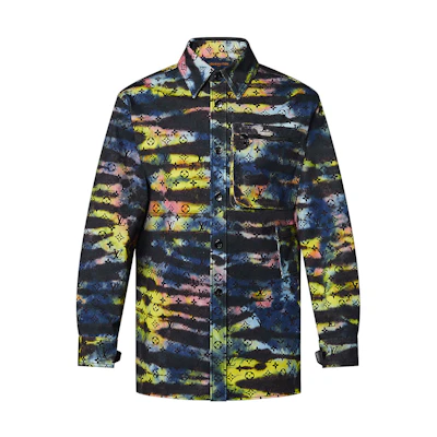 Louis Vuitton Monogram Iridescent Denim Long Sleeve Shirt Black Men 1A9A3Q