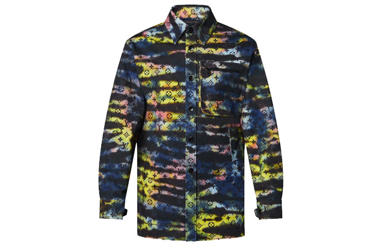 Order 루이비통 모노그램 무지개빛 데님 긴팔 셔츠 블랙 남성 1A9A3Q