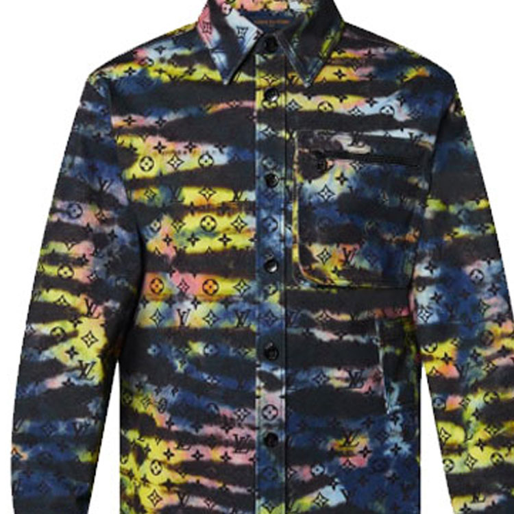 Shop 루이비통 모노그램 무지개빛 데님 긴팔 셔츠 블랙 남성 1A9A3Q