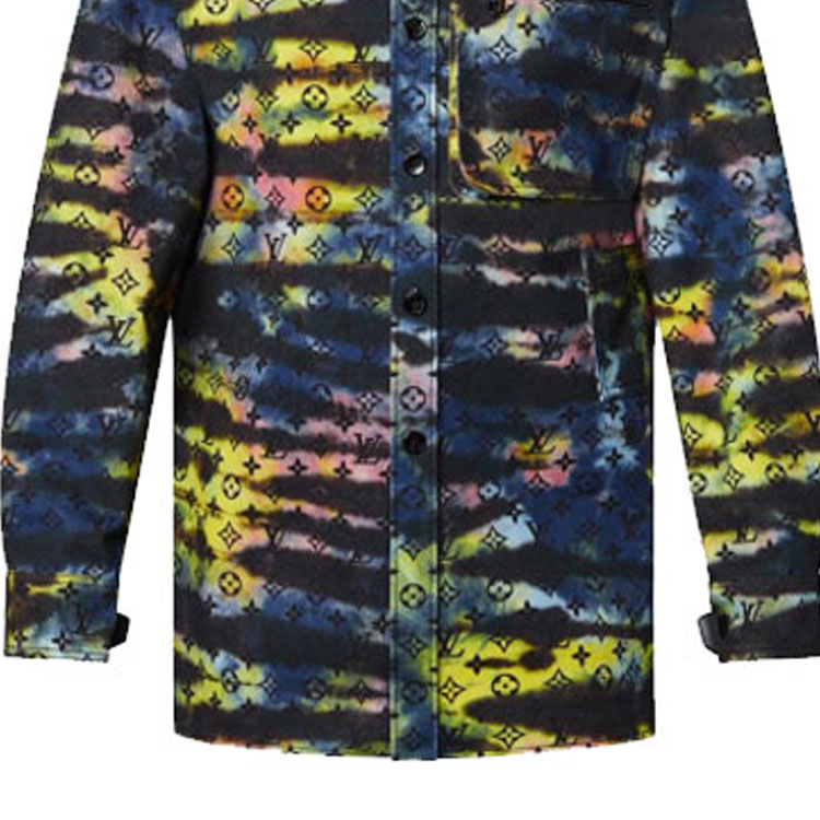 Purchase 루이비통 모노그램 무지개빛 데님 긴팔 셔츠 블랙 남성 1A9A3Q