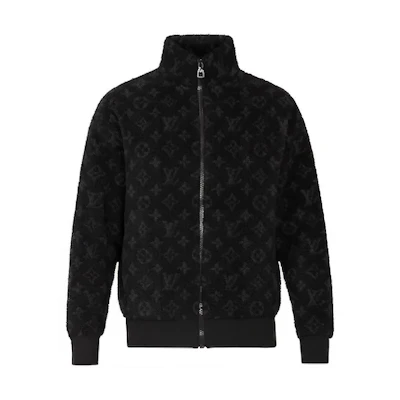 LOUIS VUITTON Monogram Jacquard Fleece Jacket Black 1A5VFA