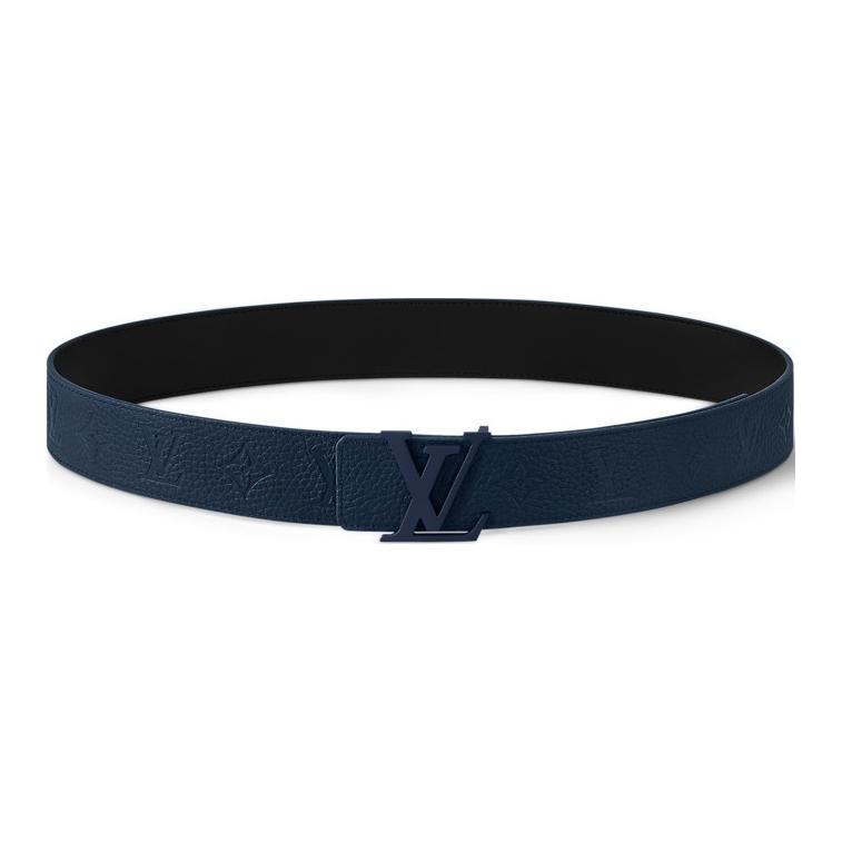 Louis Vuitton Monogram Leather Belt Blue 4CM Designer Accessory m8663u