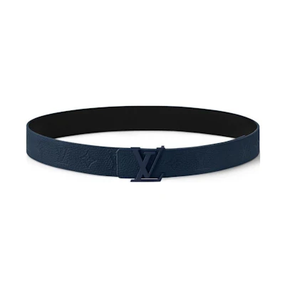 Louis Vuitton Monogram Leather Belt Blue 4CM Designer Accessory m8663u