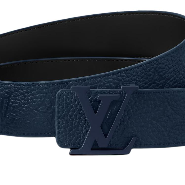 Louis Vuitton Monogram Leather Belt Blue 4CM Designer Accessory m8663u 圖 4