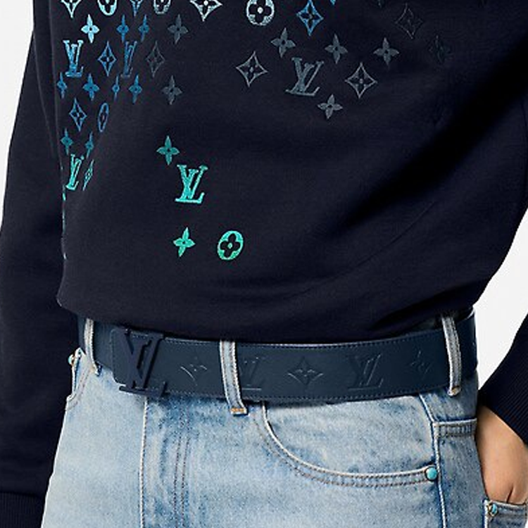 Louis Vuitton Monogram Leather Belt Blue 4CM Designer Accessory m8663u 圖 5