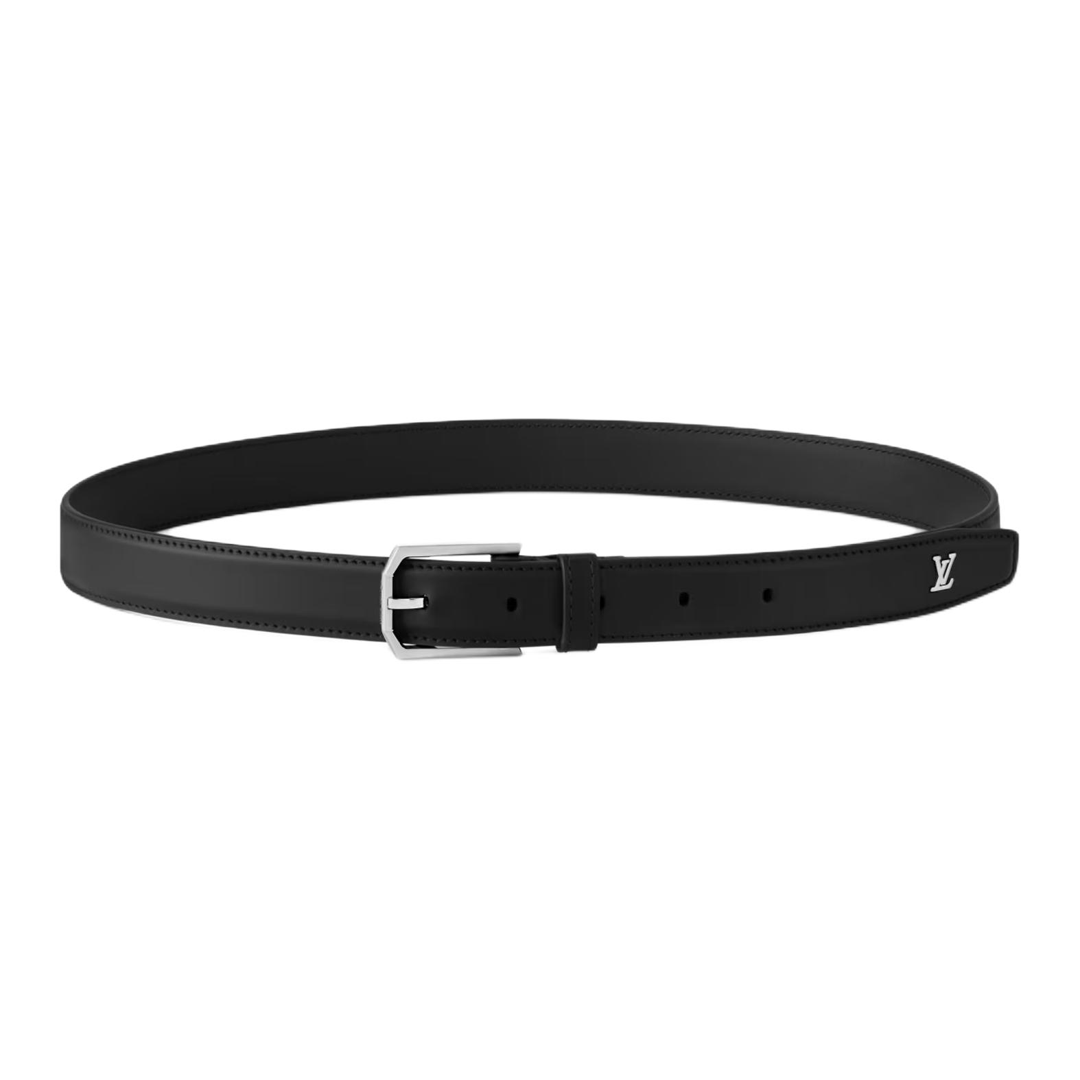 LOUIS VUITTON Monogram Leather Belt for Men Black 2.5CM Wide. m4114