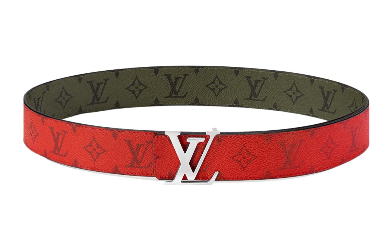 Louis Vuitton Monogram Leather Canvas Belt Green Unisex Couple Style 4CM Wide m8394v 圖 3