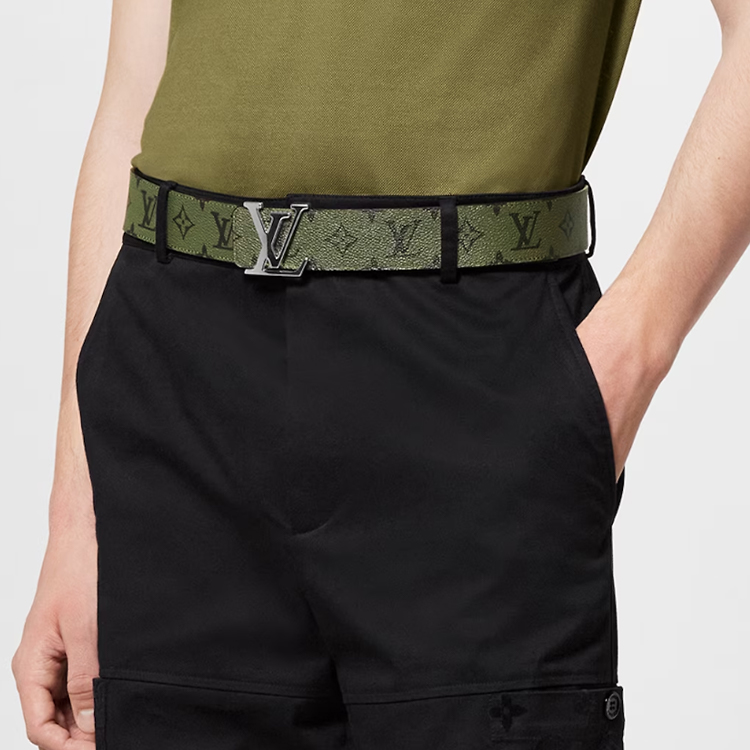 Louis Vuitton Monogram Leather Canvas Belt Green Unisex Couple Style 4CM Wide m8394v 圖 4