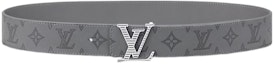 Order Louis Vuitton Tali Pinggang Lelaki Kelabu Monogram Kulit Gesper Logam 4cm Lebar M0716U
