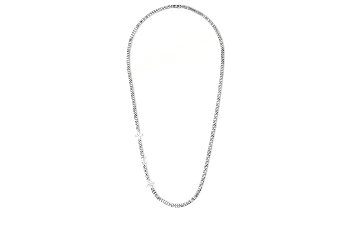 LOUIS VUITTON Monogram Letter Engraved Silver Necklace Unisex Couples' Jewelry m01490 圖 3