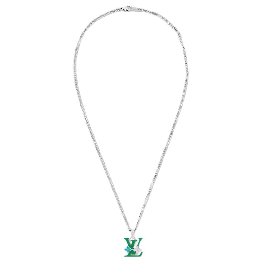 Lookbook ルイ・ヴィトン モノグラム レター ネックレス シルバー ブラス アクリル アクセサリー m02566