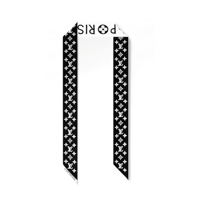Louis Vuitton Monogram Letter Silk Scarf Unisex Black M90682