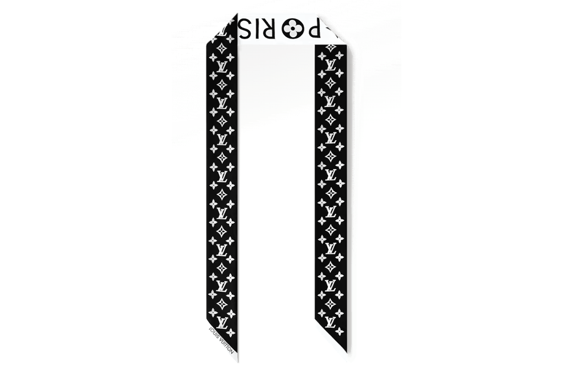 Louis Vuitton Monogram Letter Silk Scarf Unisex Black M90682 圖 2