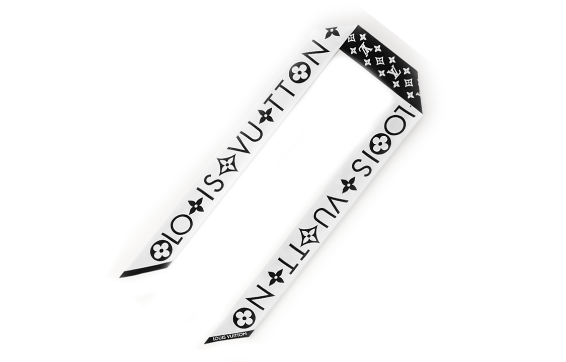 Louis Vuitton Monogram Letter Silk Scarf Unisex Black M90682 圖 4