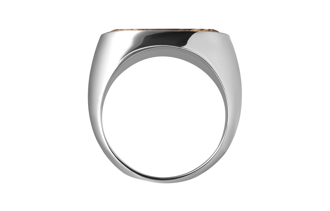 Shop 루이 비통 모노그램 락 시그넷 링 실버 와이드 밴드. M00515