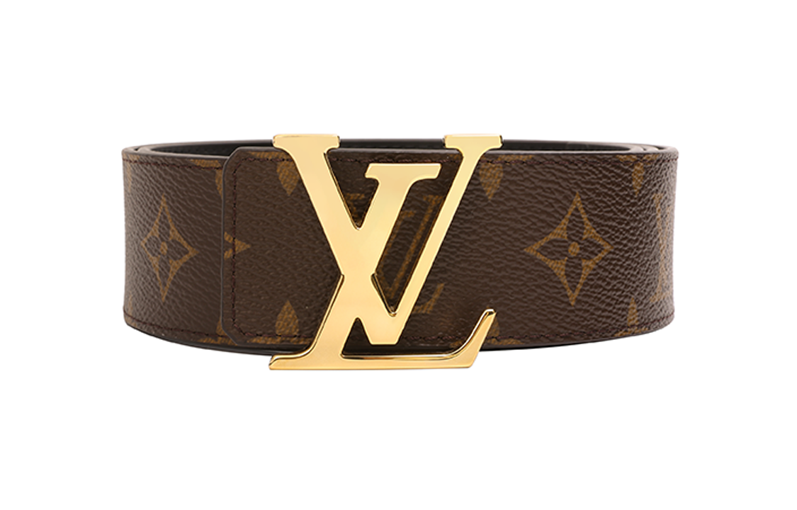 Sizing Sabuk Pria Louis Vuitton Monogram Logo Kulit Coklat 4cm. M0566V