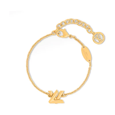 LOUIS VUITTON Monogram Logo Metal Bracelet Unisex Gold Couple Design. M1608A