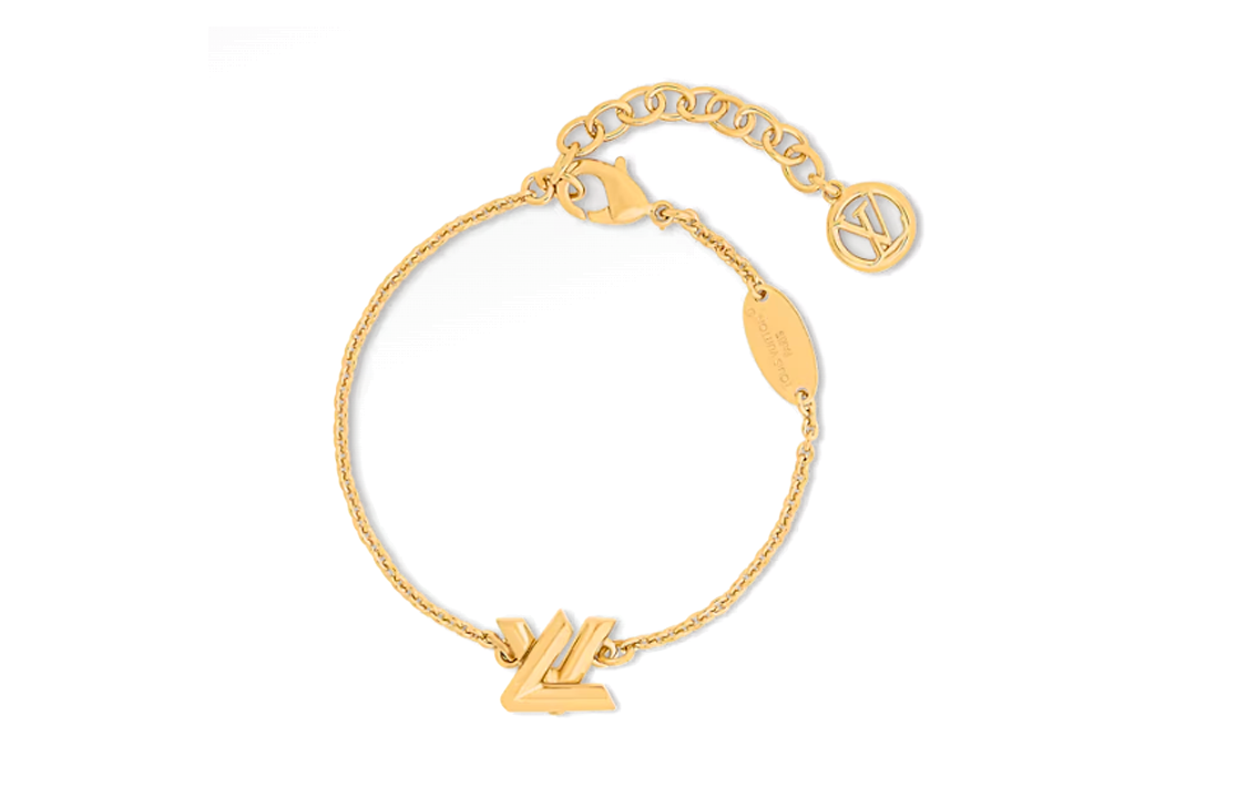 LOUIS VUITTON Monogram Logo Metal Bracelet Unisex Gold Couple Design. M1608A 圖 2