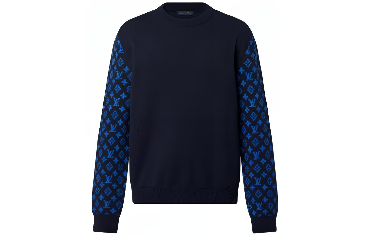 LOUIS VUITTON Monogram Logo Printed Navy Long Sleeve Sweater  Style. 1AATLS