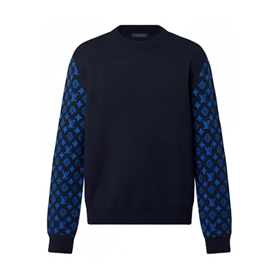 LOUIS VUITTON Monogram Logo Printed Navy Long Sleeve Sweater Style. 1AATLS