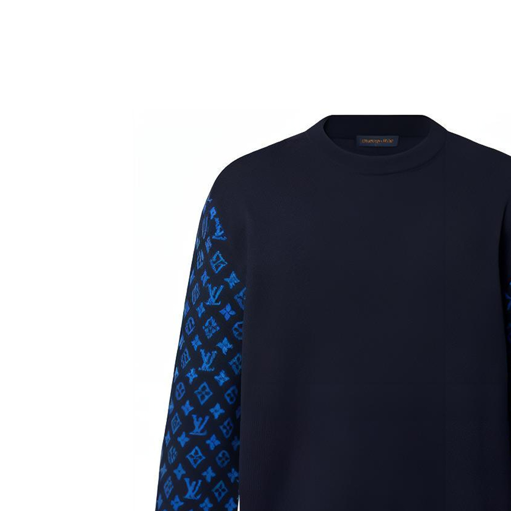 Sizing LOUIS VUITTON Monogram Logo Printed Navy Long Sleeve Sweater  Style. 1AATLS