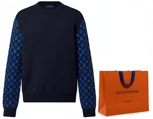 LOUIS VUITTON Monogram Logo Printed Navy Long Sleeve Sweater Style. 1AATLS Cheap LOUIS VUITTON Monogram Logo Printed Navy Long Sleeve Sweater Style. 1AATLS