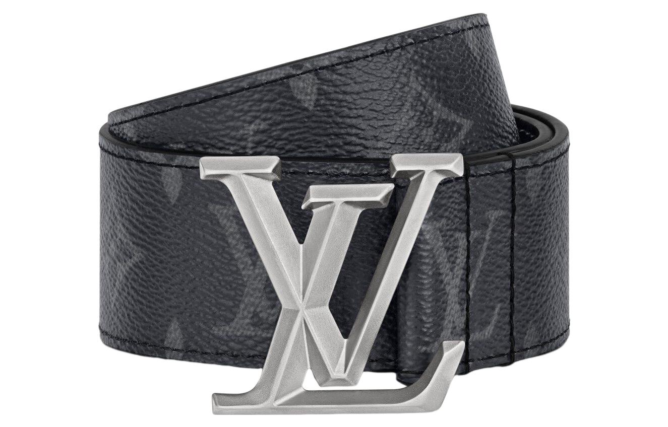 LOUIS VUITTON Monogram Logo Smooth Leather Belt Black 4cm M0607V