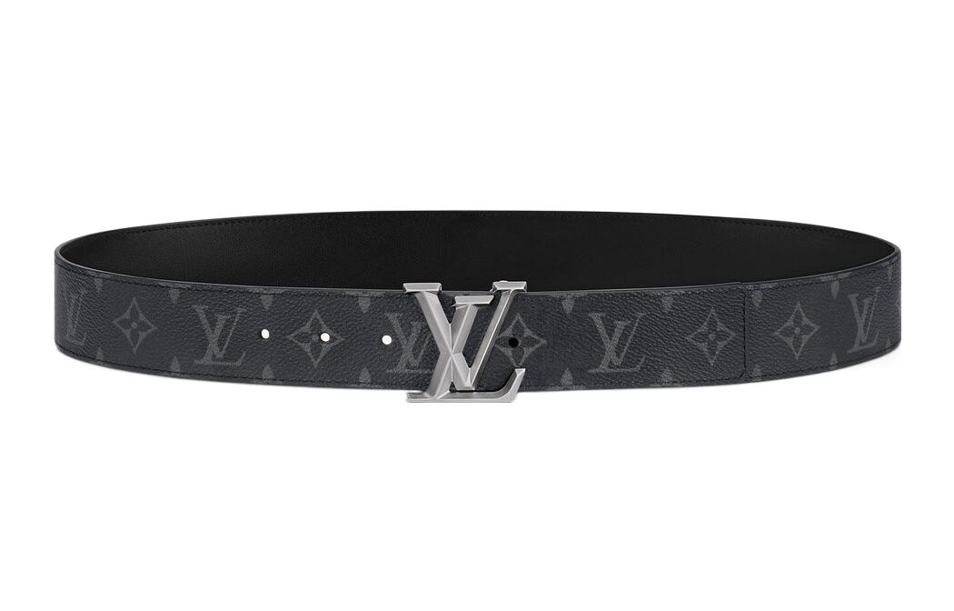 Lookbook 路易威登 LOGO 經典花紋真皮腰帶 黑色 4公分 M0607V