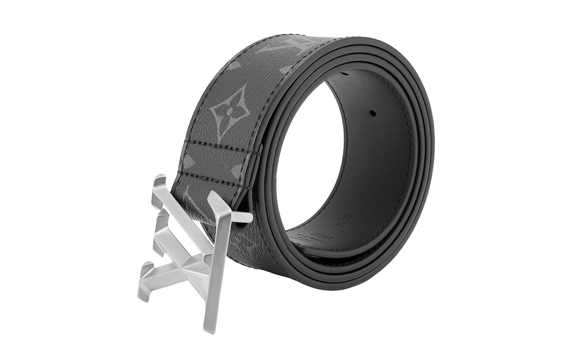 Details for 路易威登 LOGO 經典花紋真皮腰帶 黑色 4公分 M0607V